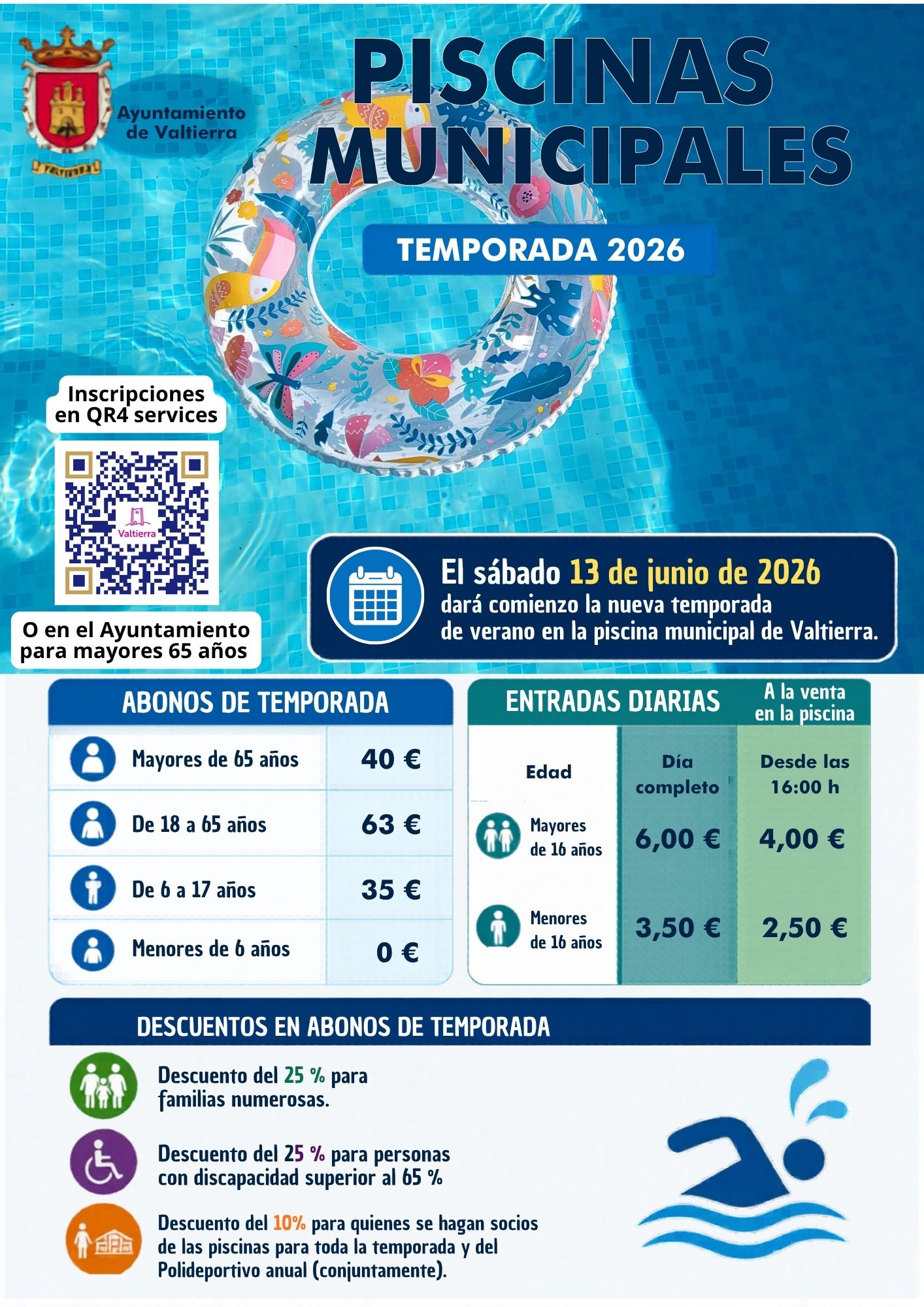 Imagen Inicio de la temporada de verano 2026 en la piscina municipal de Valtierra